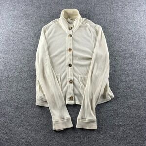 Billy Reid Sweater Mens S‎ Beige Cardigan Cotton Knit Button Front Mock Neck